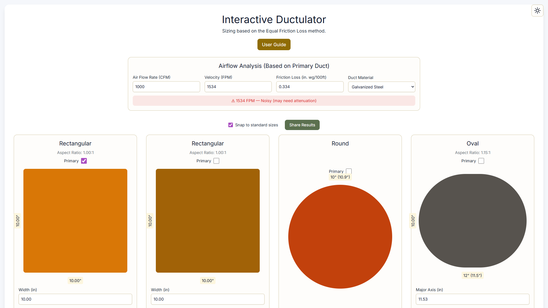 Ductulator screen