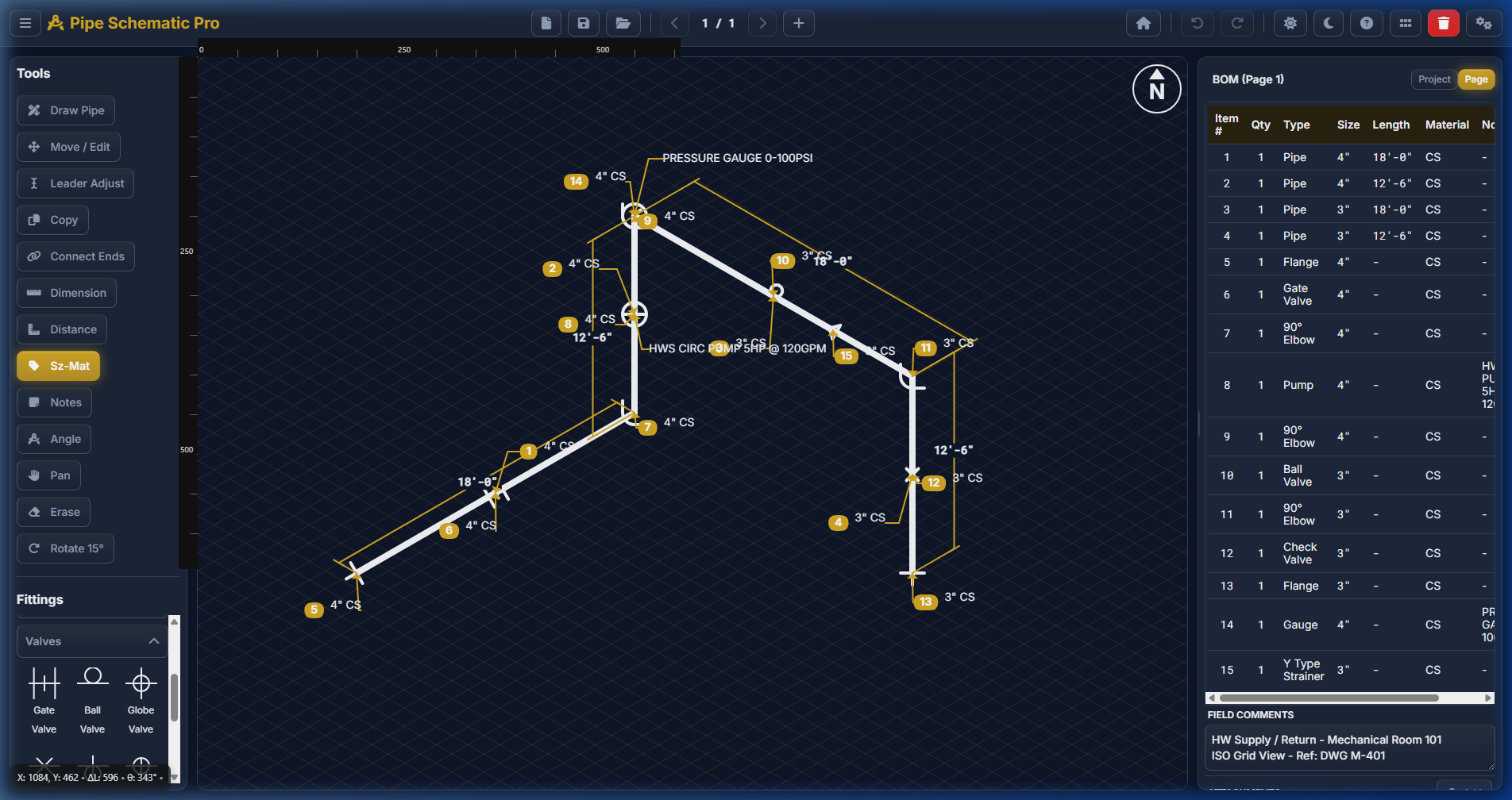 Pipe Schematic Pro screen