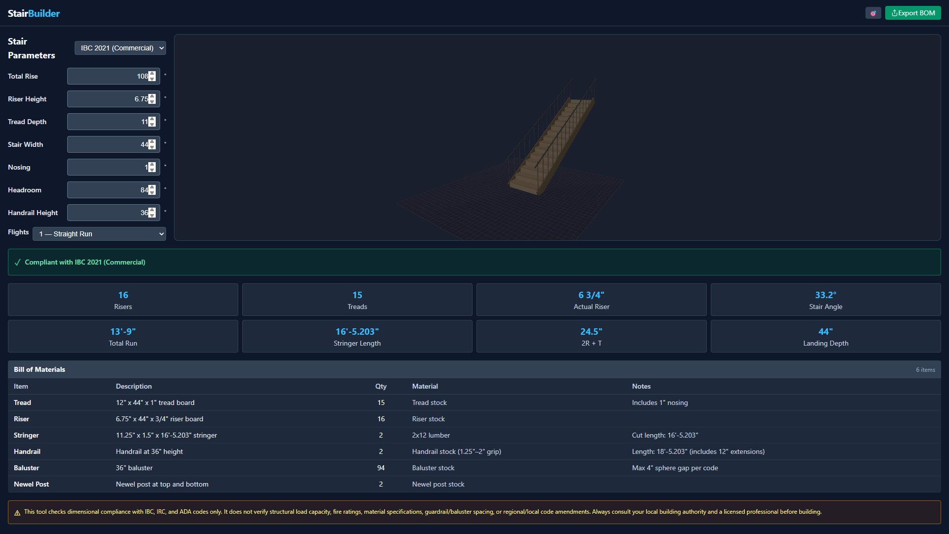 StairBuilder screen